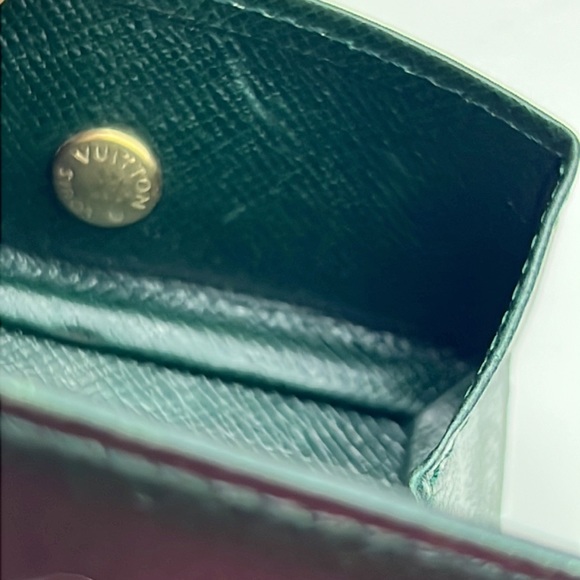 Auth. Louis Vuitton Taiga Porte Mannaie Boite Leather Coin Purse Wallet Mini Vtg - Picture 10 of 13